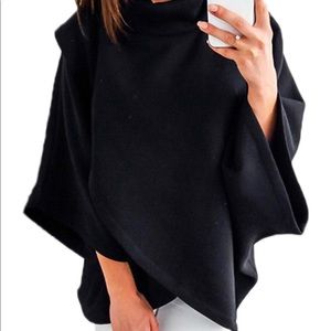 Light Sweater Faux-Wrap Poncho